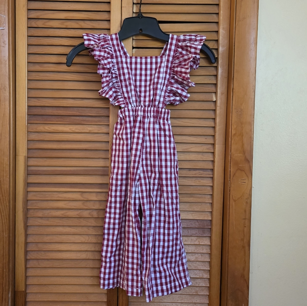 NWT Bailey's Blossoms Girls Checkered Romper Jumpsuit Size 3T